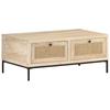 Coffee Table 90x50x37 cm Solid Mango Wood and Wicker Weave