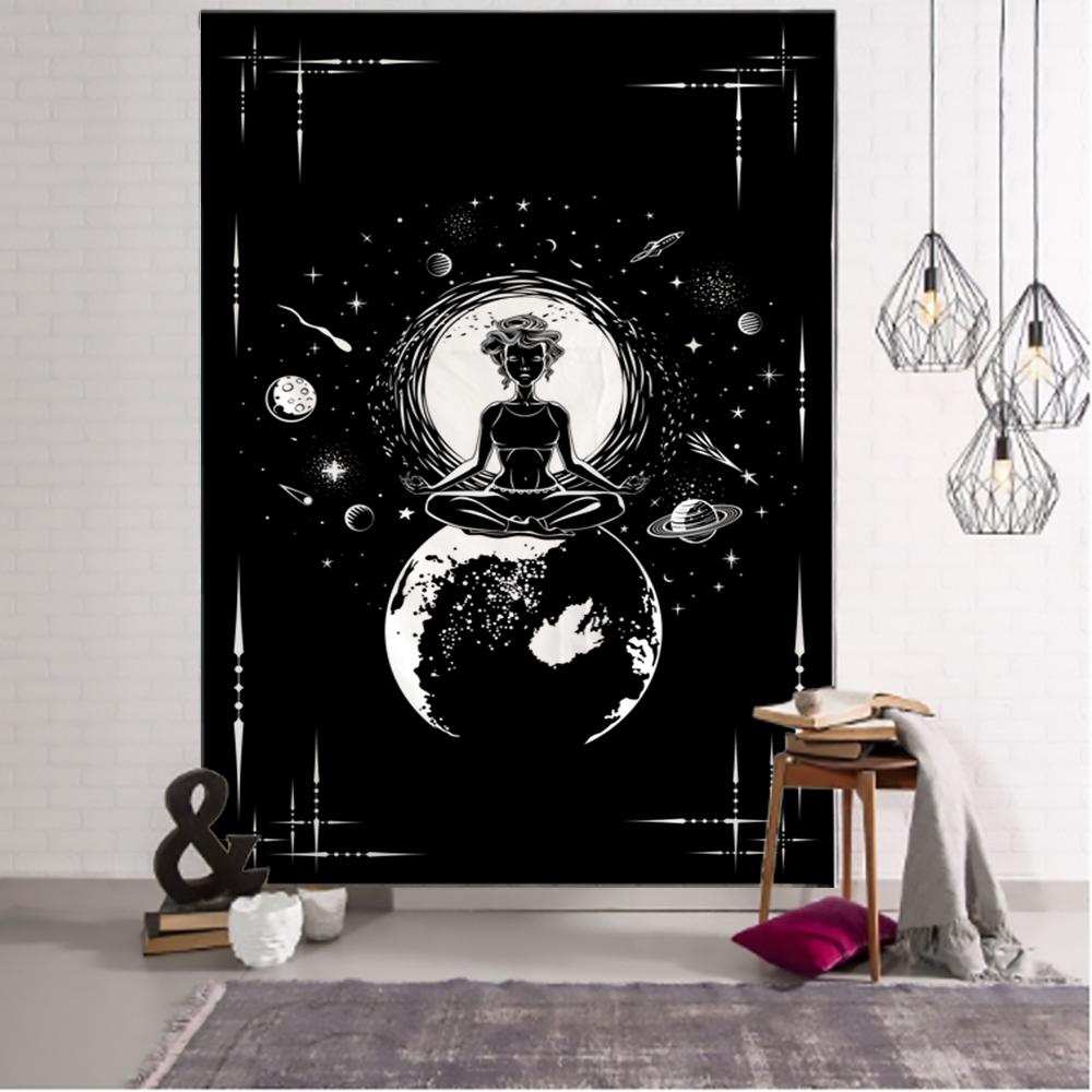 Красочный гобелен с космическим медитацией, настенный психоделический хиппи, мультфильм, планета, Тапиз, кавайный домашний декор