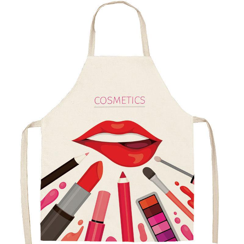 Minimalist Linen Apron For Women With Lipstick Design And Waterresistant Material For Nail Salons