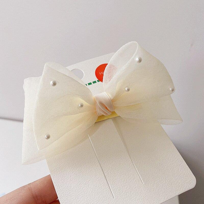 Новые заколки для волос с жемчужным бантом, марлевые 3D милые заколки принцессы для детей, головные уборы, аксессуары для волос для девочек