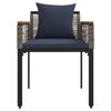 Outdoor Furniture Set with Cushions Grey and Navy Blue Poly Rattan
