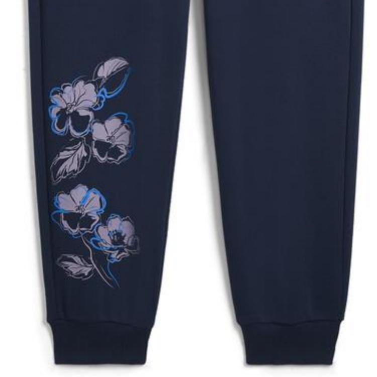 Puma Essentials Floral Vibes Модные Универсальные Классические Трендовые Вязаные Спортивные Штаны Женские Брюки Синие 68602914