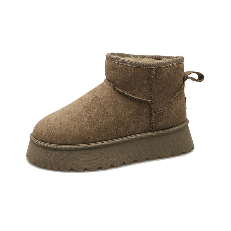 Autumn and Winter Large Size New Thick-soled Heightening Snow Boots Female Star Suede Non-slip Cotton Shoes