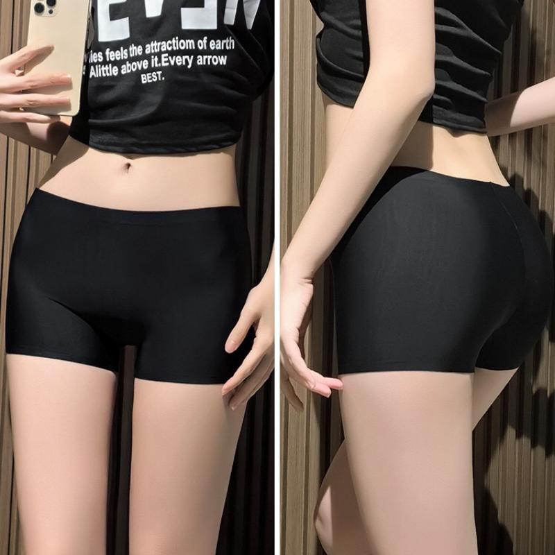 1 шт./компл., шелковое бесшовное нижнее белье, женские шорты-боксеры, женские трусики, защитные штаны, однотонное женское нижнее белье с высокой талией, трусики