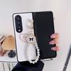 Luxury Korean Bow Tag Pearl Bracelet Chain 3d Love Heart Case For Samsung Galaxy Z Fold 3 4 5g Z Fold3 Zfold3 Zfold4 Fold4 Cover