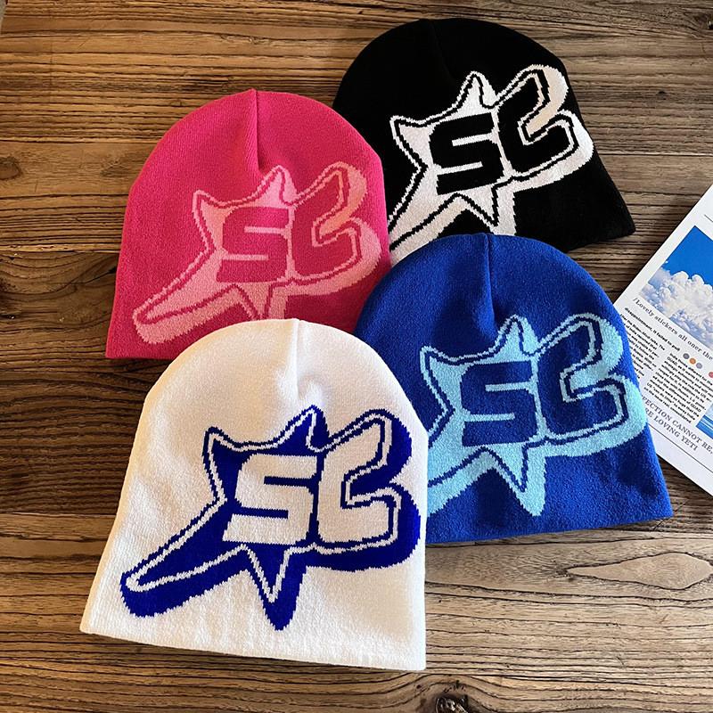 Узор Алфавит Sc Акриловая Шапка Вязаная Шапка Унисекс Теплая Шапка для Использования на Открытом Воздухе