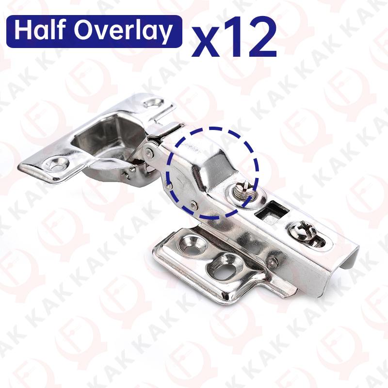 KAK 8 Pieces Stainless Steel Cabinet Hinges Soft Closing Hydraulic Door Hinge Damper Buffer Kitchen Cabinet Furniture Hardware