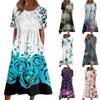 Women's Casual Dresses Printed Dresses Summer Dresses Printed Pleated Round Neck Midi Dresses Basic Classic Outdoor Daily Short Sleeve Loose Dresses