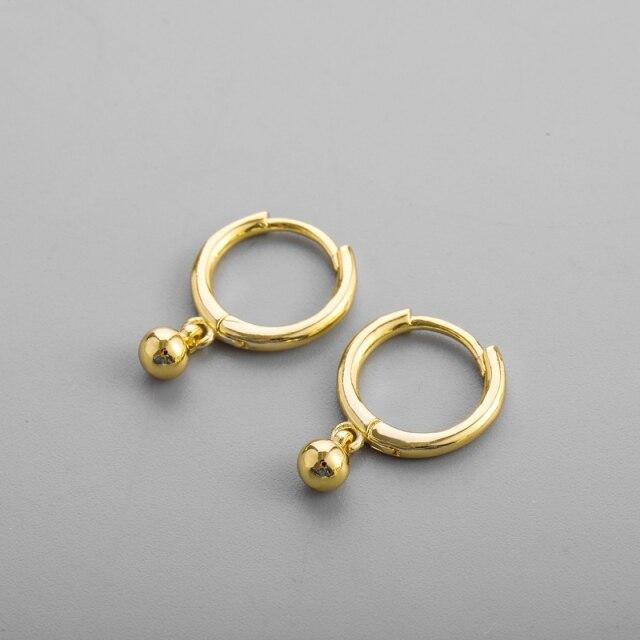 Серьги-кольца из стерлингового серебра 925 пробы для женщин, маленькие круглые серьги-подвески в виде шариков, ювелирные изделия