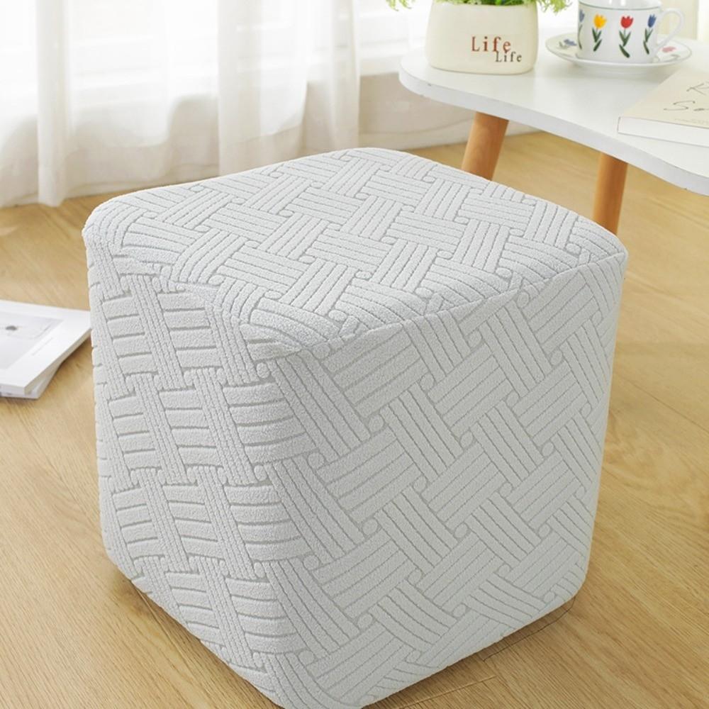 T-Shape Jacquard Ottoman Cover Solid Color Footrest Slipcover New Square Stool Cover Home Decor