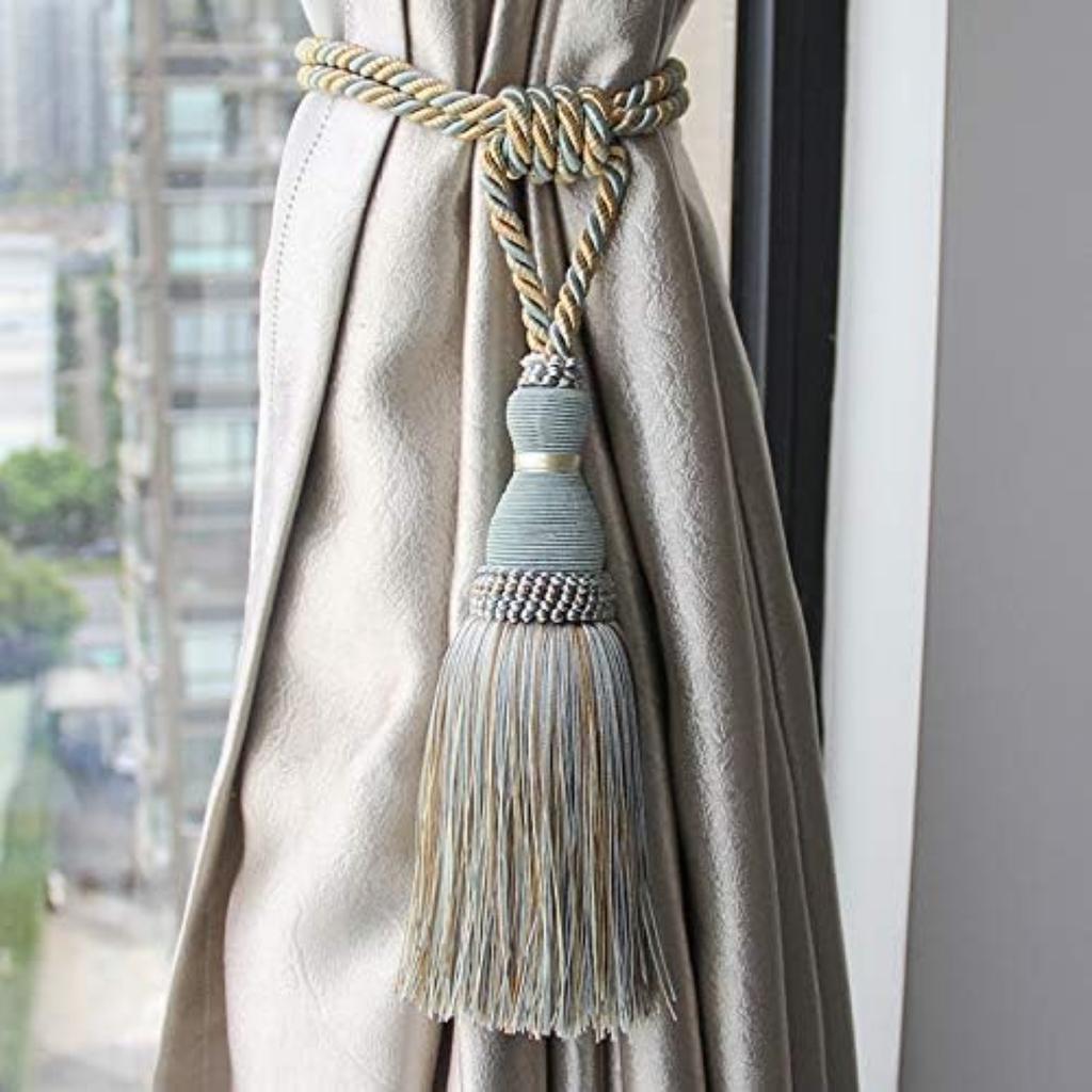 OUdini Curtain Tie Backs 2Pcs Tassels Curtain Tieback Home Curtain Holder Buckle Rope Curtain Hanging Balls for Livingroom Bedroom Tie Backs