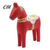 Ethnic Pattern Wooden Horse Hand Painted Dala Trojan Figurine, Solid Wood Traditional Swedish Decor Statue, Rustic Decorative Tabletop Ornament