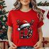 Christmas Alphabet Printed TShirt for Unisex Unisex Fashion Trendy Funny Casual Tops Santa Hat Reindeer Graphic Tshirt T Shirt