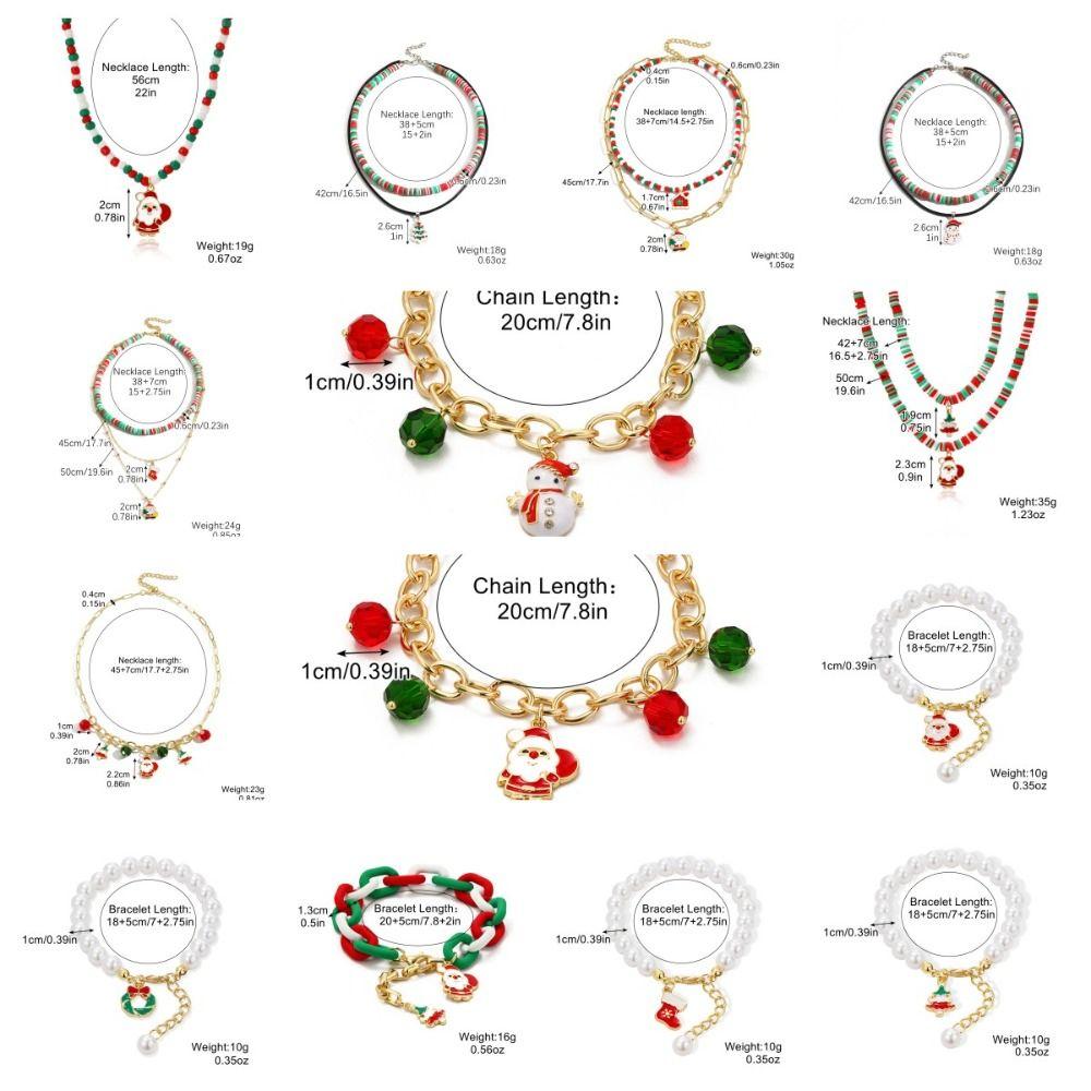 Cartoon Double Layer Christmas Necklace Santa Christmas Tree Rice Beaded Chain Jewelry Accessories Gingerbread Man