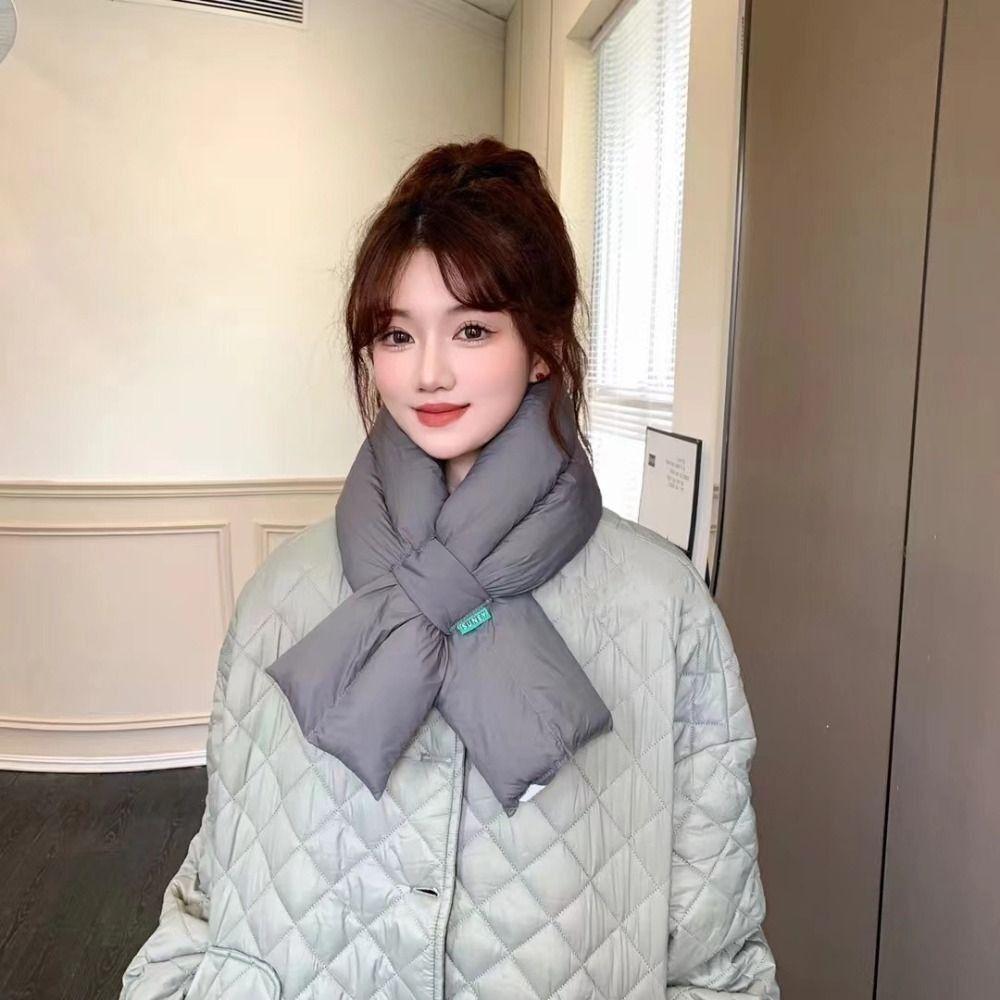 PP cotton Down Cotton Scarf Anti Cold Cross Feather Shawl Fashion Down Neck Scarf Winter