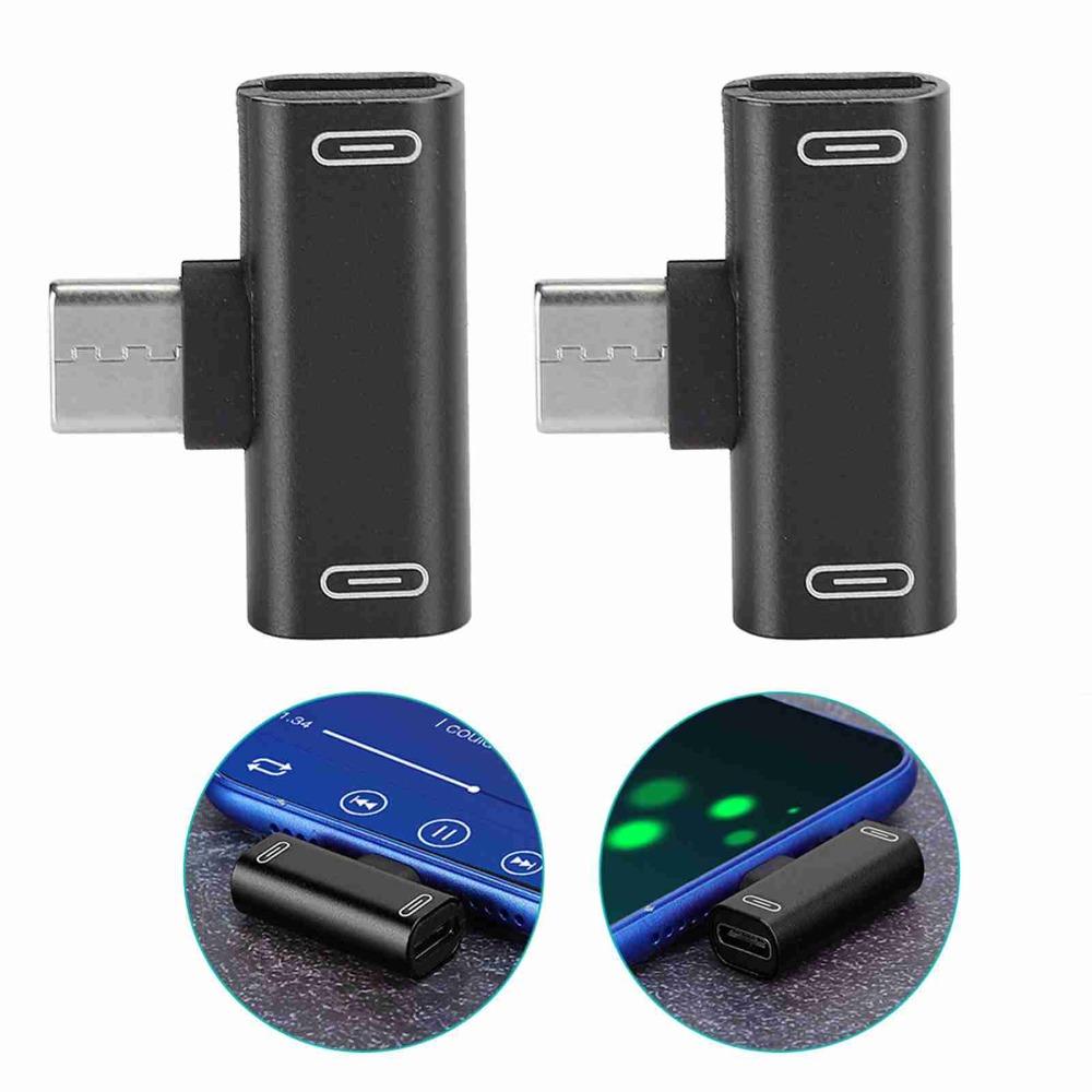 2Pcs 2-in-1 Splitter Converter Aluminum Data Transfer Adapter New USB-C Splitter Phone Accessories