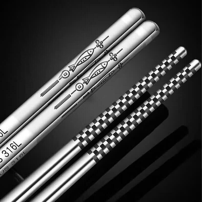 Zhi Shi Thickened Stainless Steel Square Chopsticks