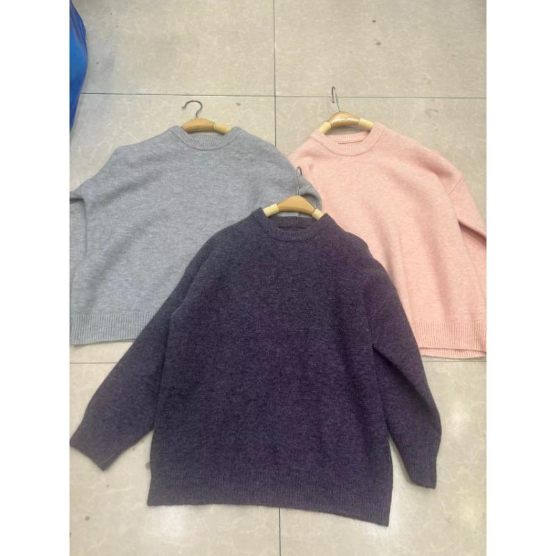 Женский осенне-зимний свитер с круглым вырезом, свободный вязаный свитер