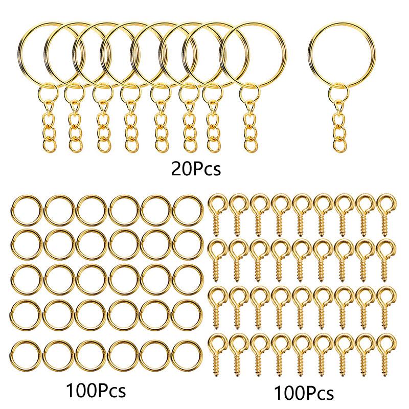 110/220Pcs Jewelry Making Jump Rings Key Ring Eye Pins Keychain Kits Key Chain Epoxy Resin