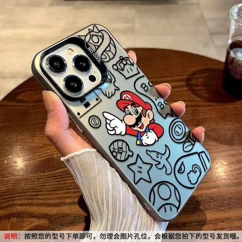 Мультяшный марио яблоко 16 pro чехол для мобильного телефона iPhone15 цвет серебристый 14promax матовый 13/14/12 XR