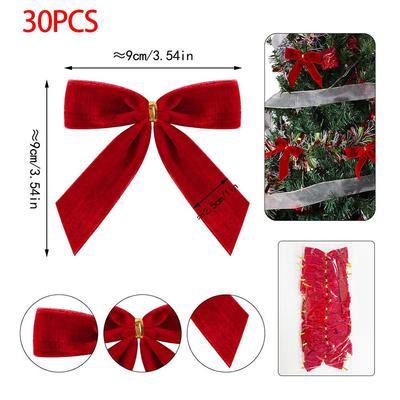 30 шт. 2,5 см бархатный бант подвеска рождественская атмосфера фестиваль украшение венка украшение рождественской елки подвеска