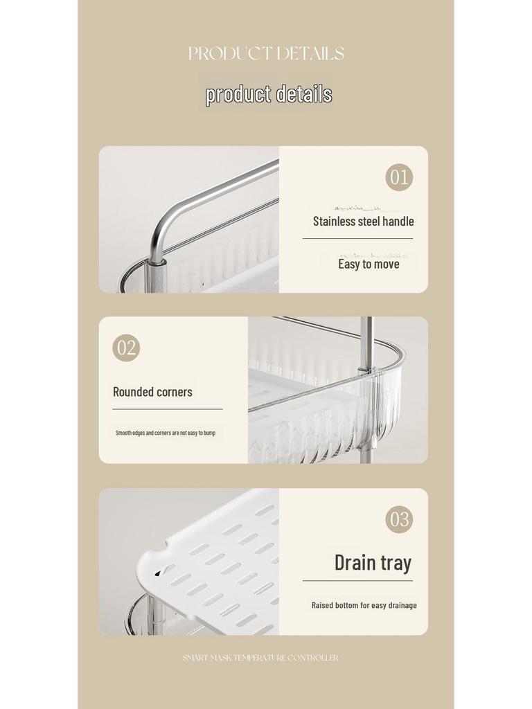 Transparent PET Plastic Desktop Cup Storage and Drain Rack - Two-Layer Multi-Purpose Hanging Basket.