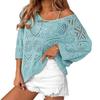 2025 Spring-Summer Crochet Hollow Seven-Sleeve Knit Pullover