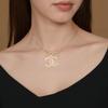 Chanel 24P Весенне-Летняя Коллекция Однотонное Двойное Подвеска-Логотип C Ожерелье Женское Ожерелье Золотое ABD105-B16157-NW375