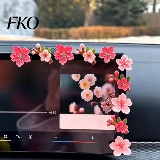 Decorative Car Decals Peach Blossom Sticker, Resin Flower Decal for Auto Motorcycle, Heat Resistant Sakura Sticker Waterproof Adhesive Bumper