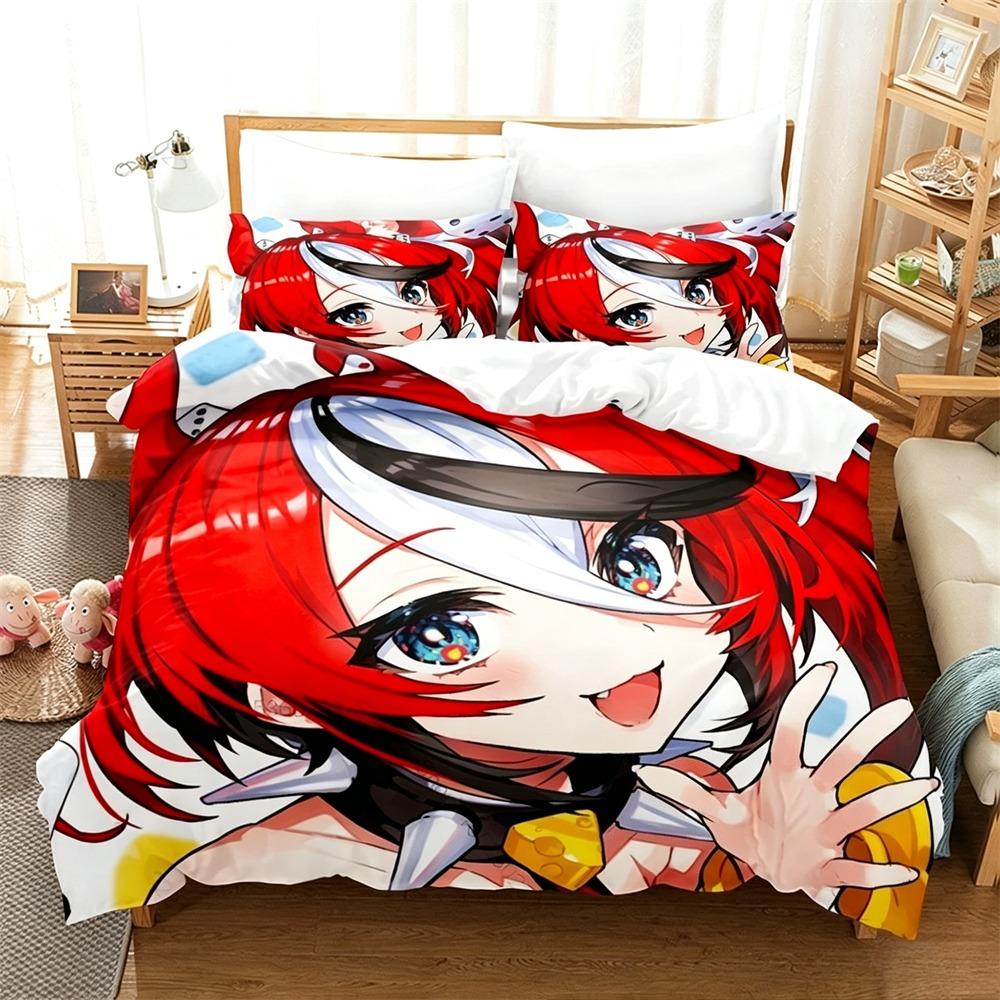 Hololive Hakos Baelz Bedding Set 2/3PCS Virtual Youtuber Duvet Cover Set For Fans Gift Bedroom Home Decor All Sizes