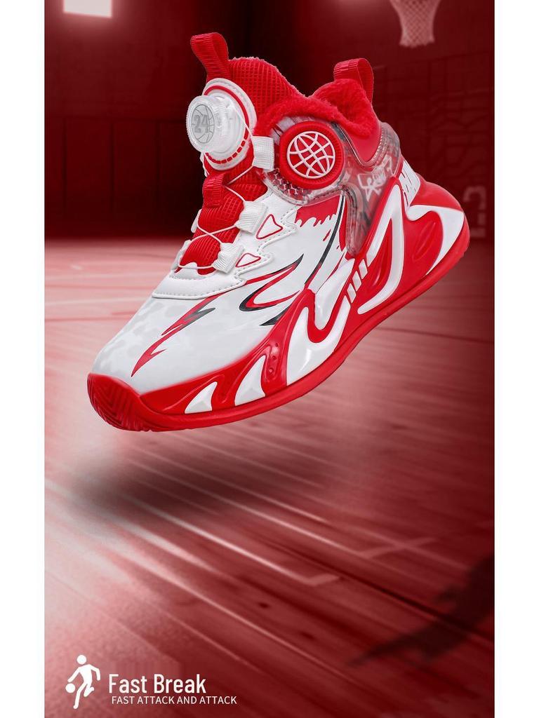 Зимние спортивные кроссовки для мальчиков Nezha 2025: Нескользящие баскетбольные кроссовки с бархатной подкладкой