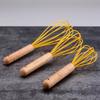 Baking Home Wooden Handle Manual Silicone Cream Stirring Frother Whisk Mixer Blender Egg Beater