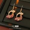 Vintage Enamel Zircon Drop Jewelry Set Women - Gold Tone Alloy Necklace Bracelet Earring Combo Retro Chic Locket Chain