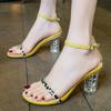 Women Sandals with Elastic Fashion Women Hasp Transparent Thick Heel High Heeled Leisure Shoes Sandals Clear Shoes Women 789