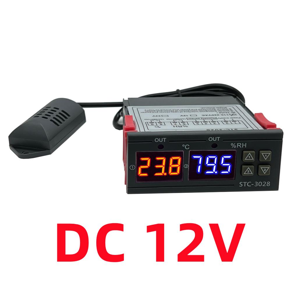 Dual Digital Thermostat Temperature Humidity Control STC-3028 Thermometer Hygrometer Incubator Controller AC 220V DC 12V 24V