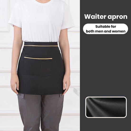 Половинный фартук официанта, водонепроницаемый маслостойкий, большие карманы, регулируемый ремень, мужской, женский, кухонный, шеф-повар, кафе, ресторан, пекарня, цветочный магазин, рабочий фартук для бариста