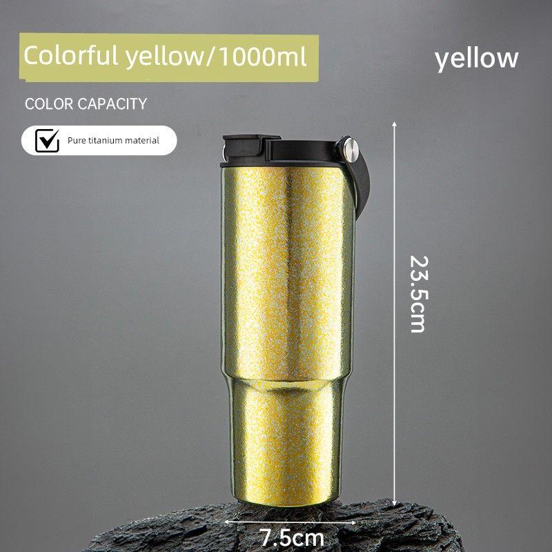 99% Pure Titanium Ice Cup, Large Capacity Thermos Cup, Portable Cup, Ice-Keeping and Heat-Retaining Car Cup, Sports Cup 1000ml