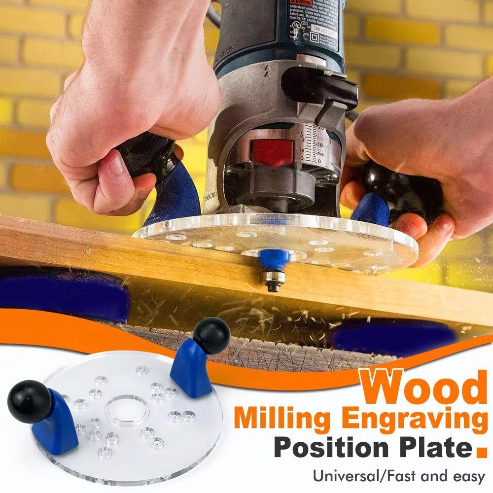 Двойные ручки Деревообработка резьба позиционирующий диск Прозрачная основа Легкая установка Электрическая фрезерная база для дерева