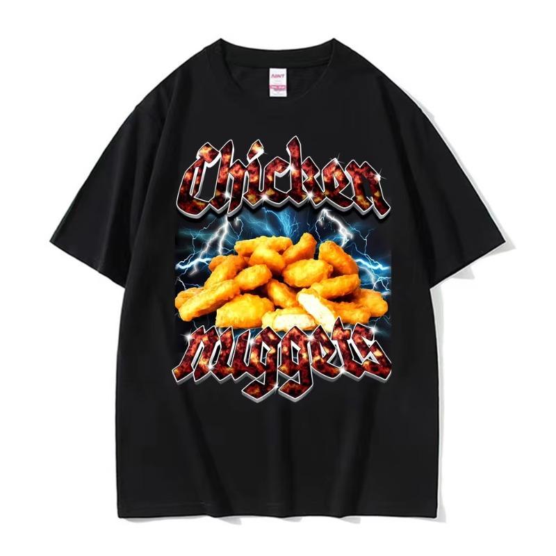 Funny Chicken Nuggets Vintage Meme Graphic T-shirt Men Women Hip Hop Gothic Oversized T Shirt 1