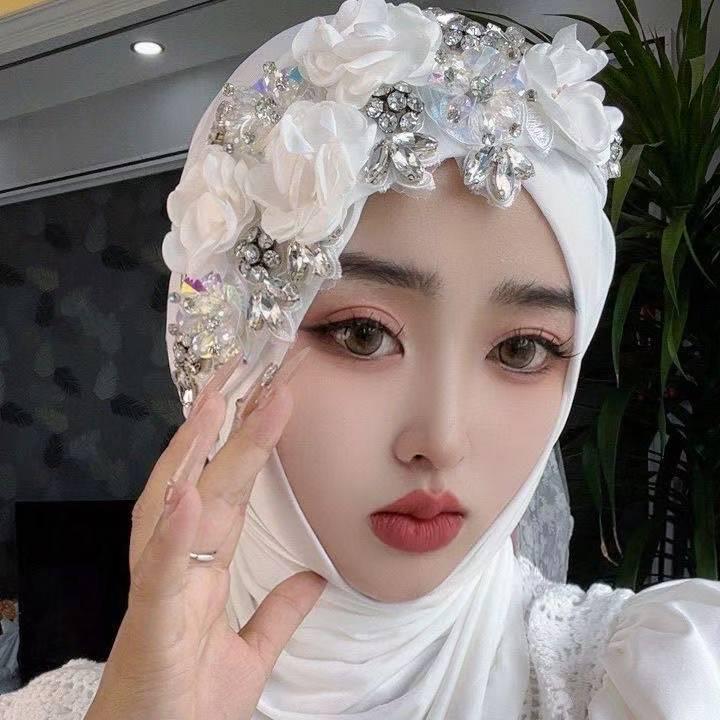 Женский хиджаб-шарф из марли ручной работы - Длинный пуловер-накидка и головной убор