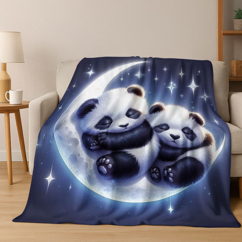 2026 New Dream Panda Cute Cartoon Art Flannel Blanket,Cozy Soft Throw Blanket for Home Bedroom Bed Sofa Picnic Cover Gift Kids