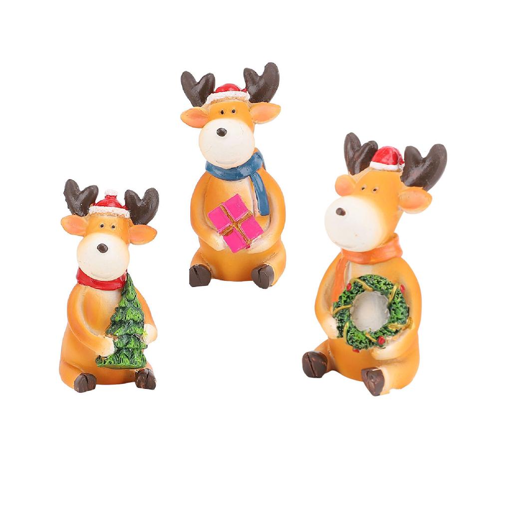 Рождественский олень, украшение из смолы, статуэтка, мультяшный милый лось, настольное украшение для рабочего стола