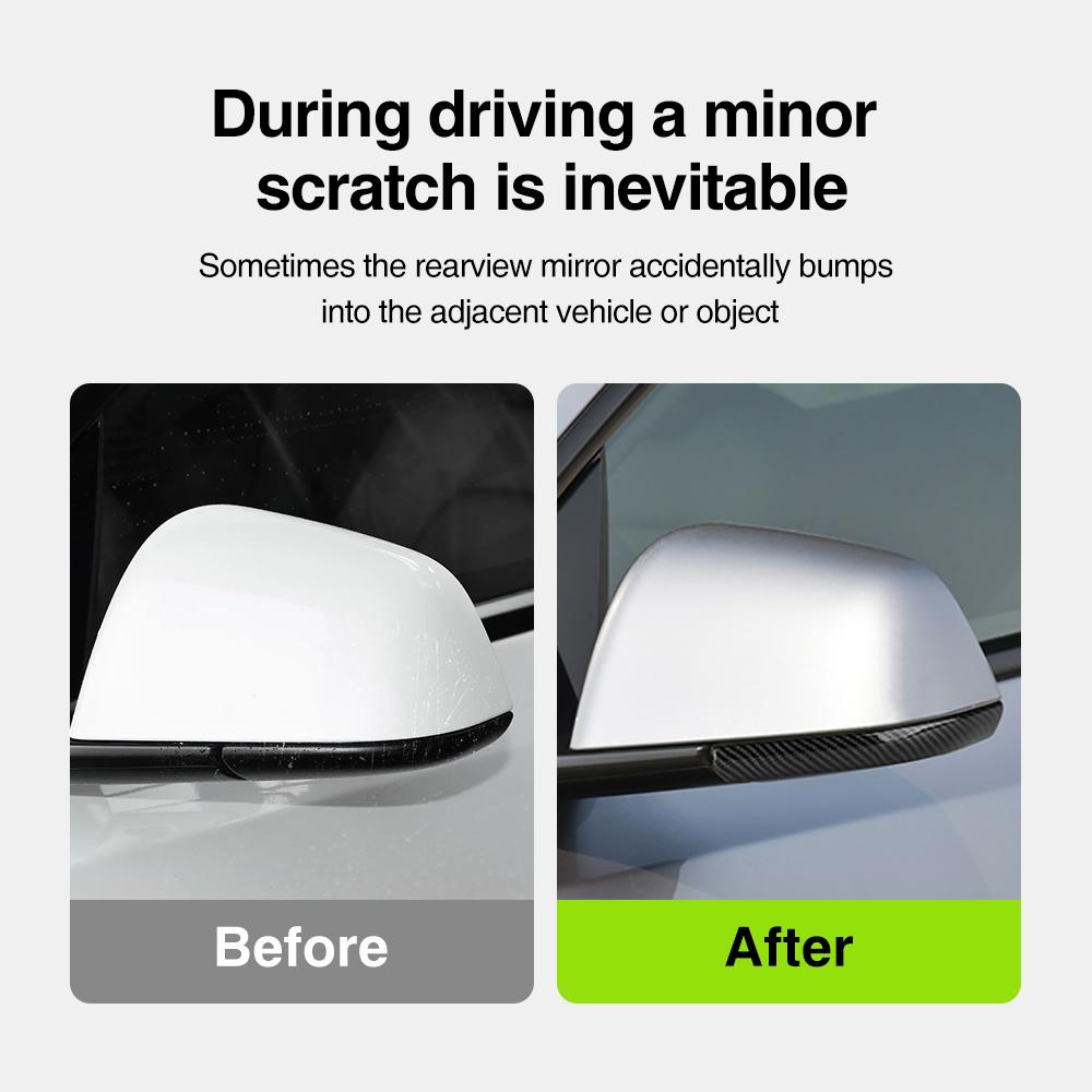 Heenvn 2Pcs Car Rear View Mirror Anti-colision Protector Strip For Tesla Model 3 Highland Model Y Juniper 2025 2026 ABS Carbon