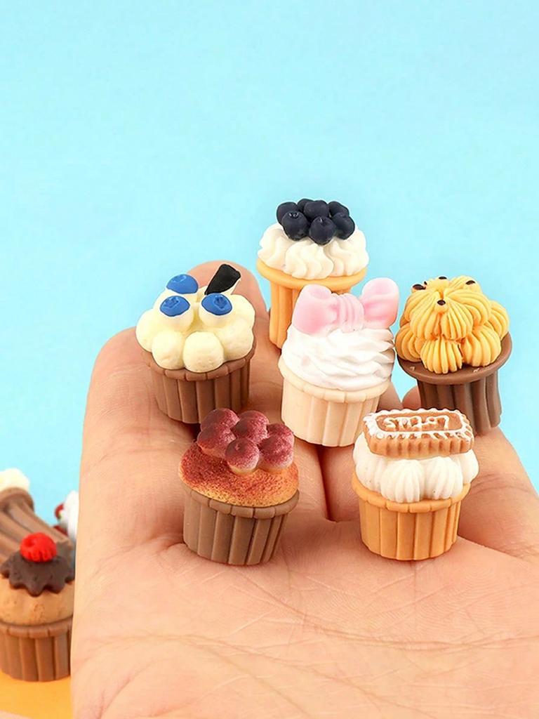 10pcs Random Style Diy Miniature Realistic 3d Fruit Cake Simulation Toy Set Suitable For Car Decor, Playhouse Decor Home Decor