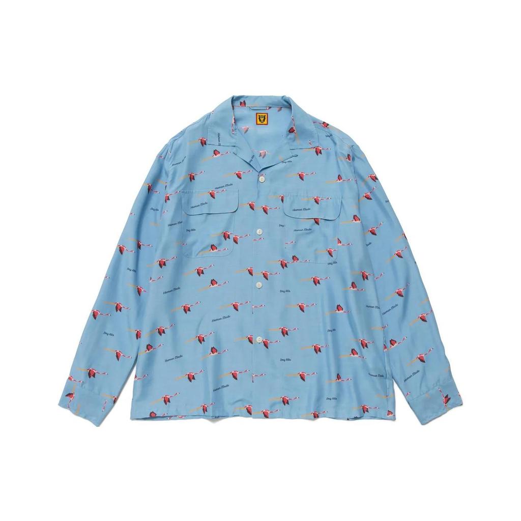 HUMAN MADE Flamingo Open Collar L/S Shirt HM25SH010