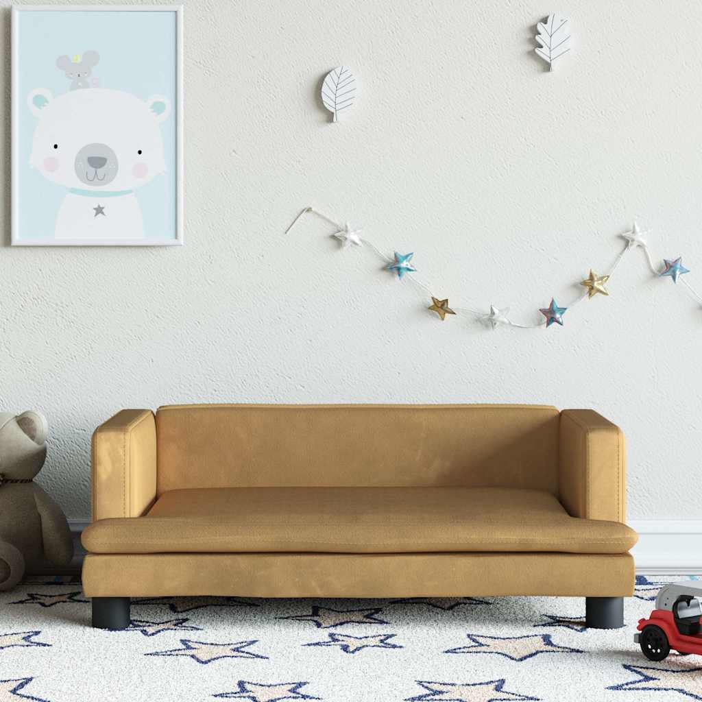 Kids Sofa Brown 80x45x30 cm Velvet