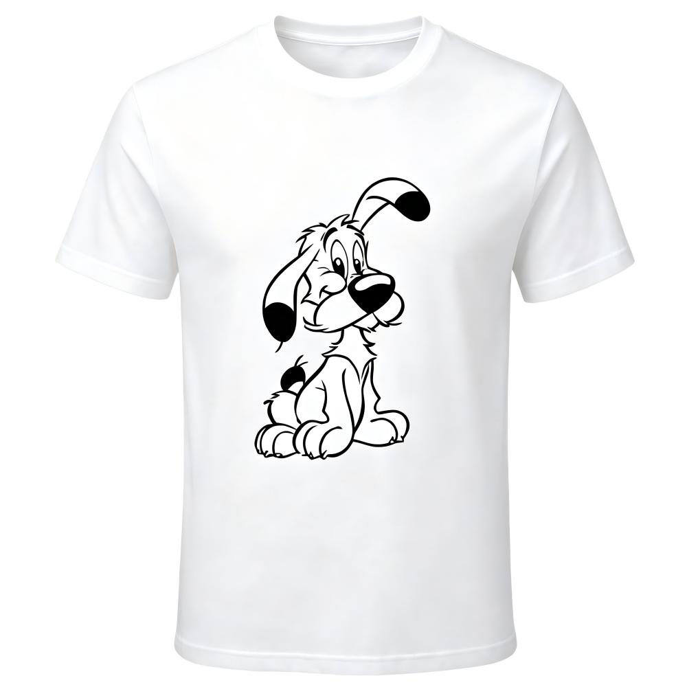 Cute Cartoon Black Line Dog Graphic T-Shirt