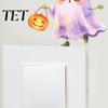 Switch Panel Stickers Halloween Pumpkin Ghost Sticker, Cartoon Light Self-Adhesive Wall Decoration Decal for Living Room Bedroom Seasonal Decals