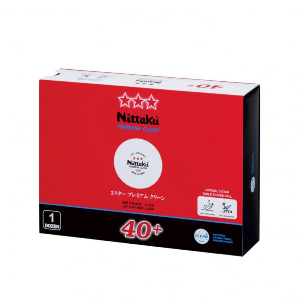 Мяч для настольного тенниса Nittaku 3 Star Premium Clean 1 дюжина NB1701 белый 40 мм