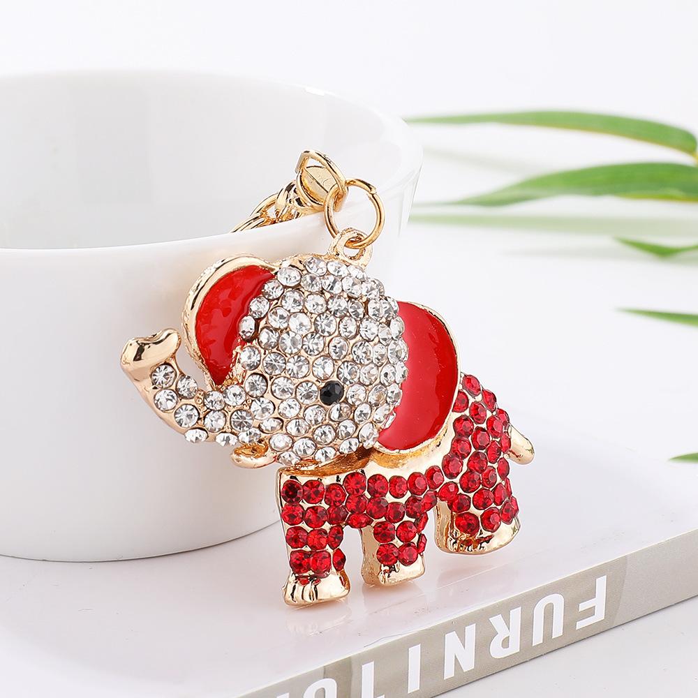 Cartoon diamond studded elephant keychain, Korean version, creative women's handbag keychain, elephant pendant